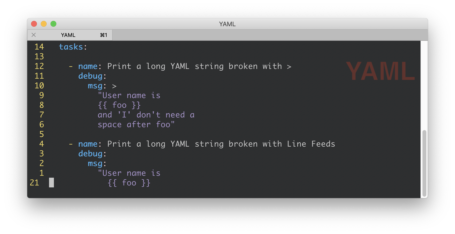 Formatting YAML strings